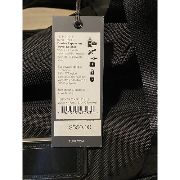 TUMI Travel Bag Duffle Double Expansion Satchel NWT MSRP $550.00 ALPHA 3 Black - Picture 10 of 12